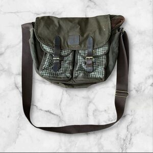 Barbour of England AW15 Green Waxed Cotton‎ Houndstooth Tweed Messenger Day Bag